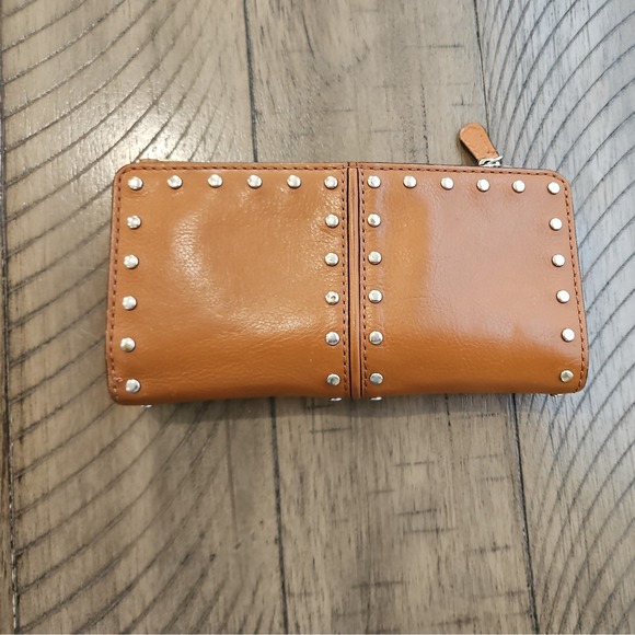 Michael Kors Handbags - Vintage Michael Kors Astor Brown Studded Leather Wallet Edgy Rock Luxe Timeless